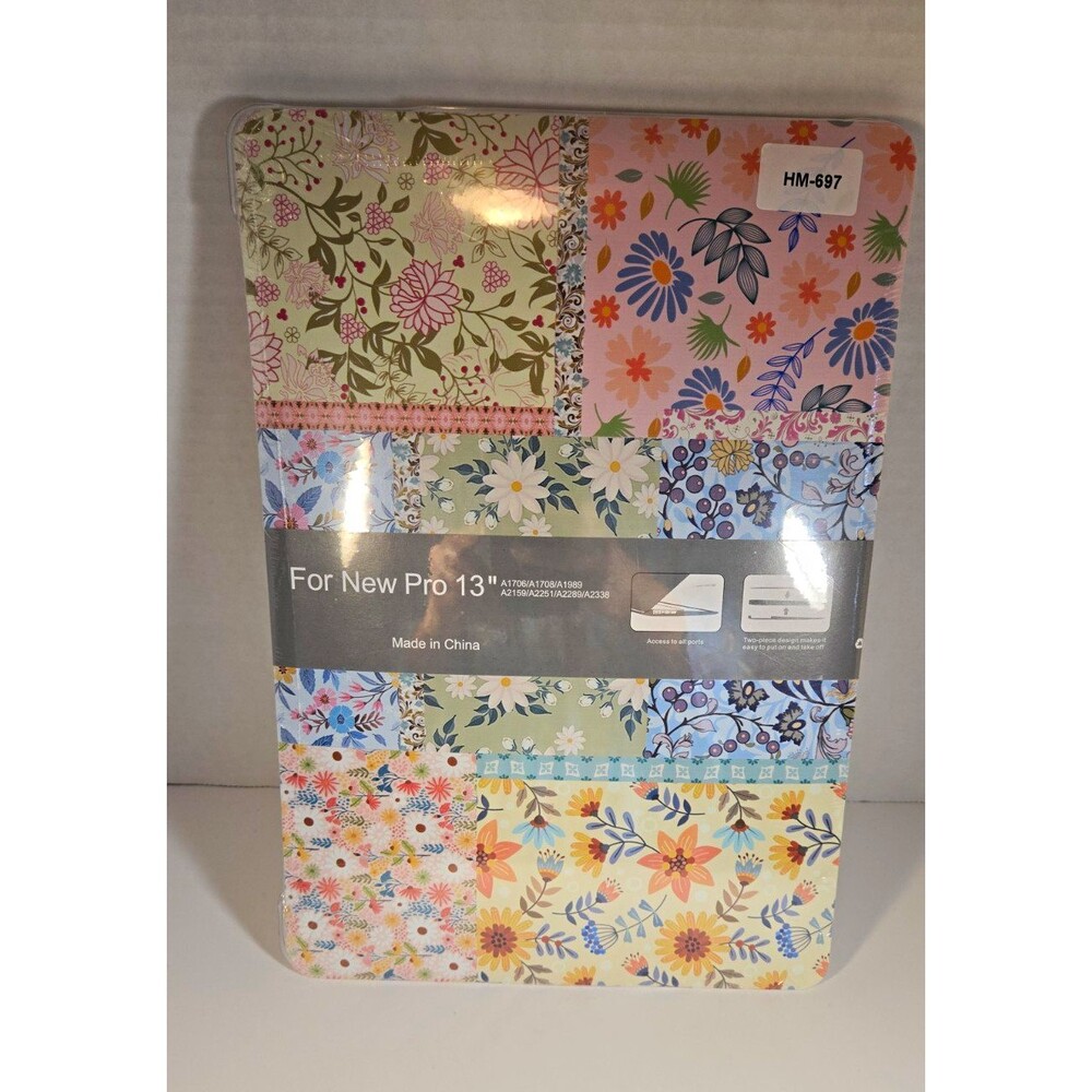 HM-697 Hard Case Floral Clear Plastic Anti-Scratch for MacBook Pro 13"